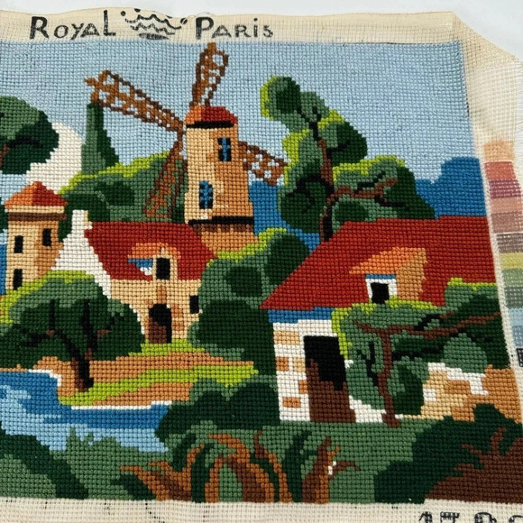 Vintage Cross Stitch Sampler Royal Paris 1350 Handmade Needlepoint 9.5”x13.5” - Picture 7 of 9